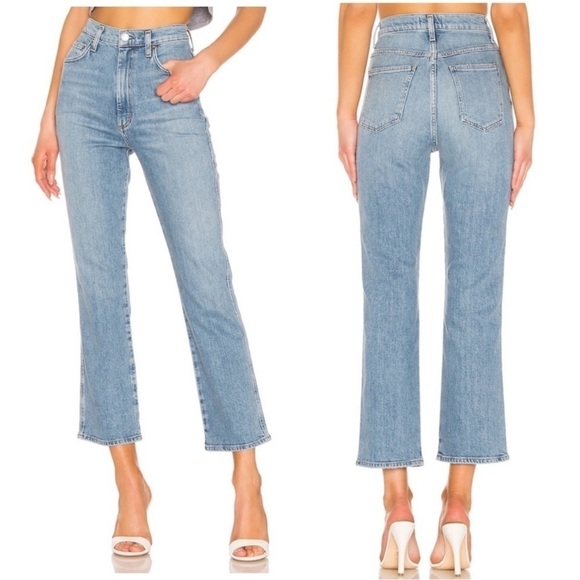 AGOLDE Pinch Waist Straight Jeans High Rise Cut Off Raw Hem Light Divide Wash 24 - Picture 10 of 16